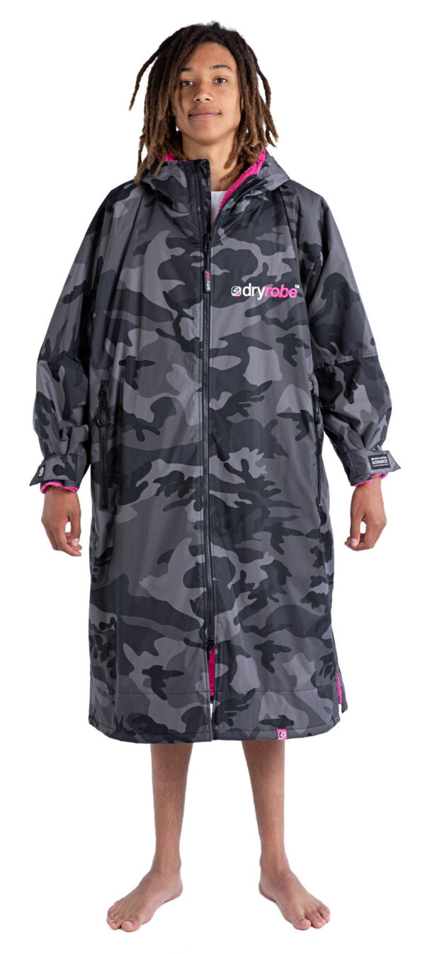 dryrobe Advance Long Sleeve Black Camo Pink