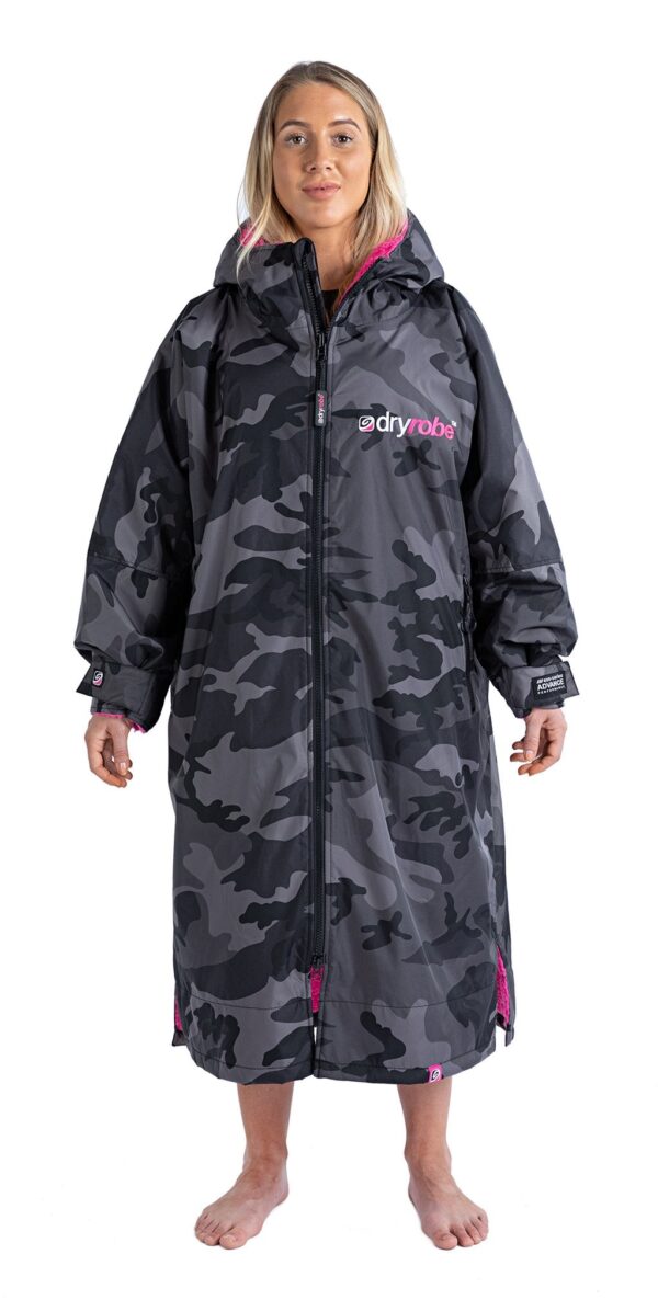 dryrobe Advance Long Sleeve Black Camo Pink