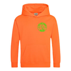 Electric orange with green logo kids hoody