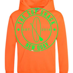 Kids Unisex Hoodie in Flo Orange and Green